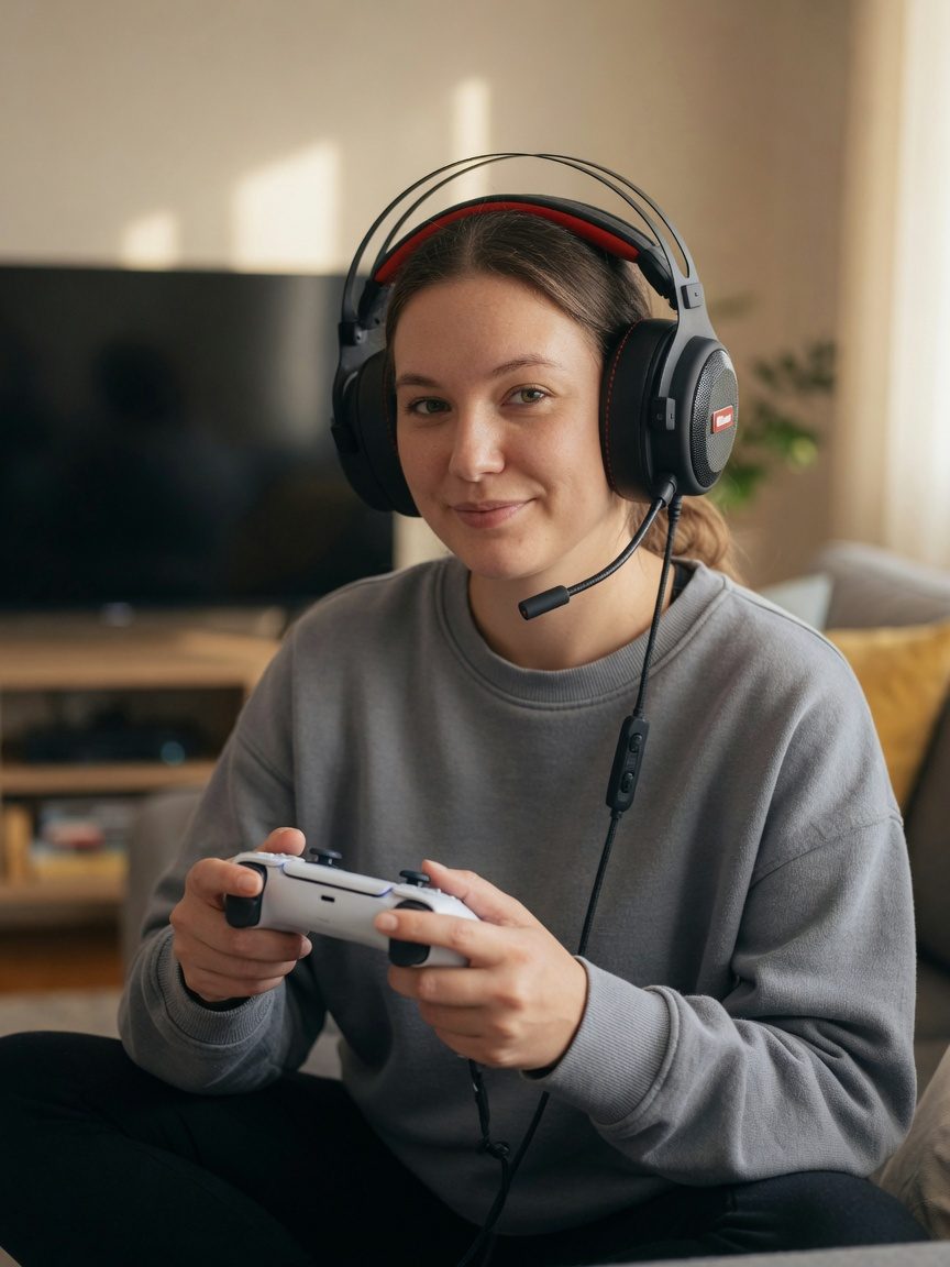 Ranked player wearing the HCG1 with a DualSense controller